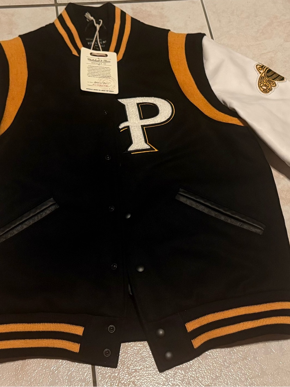 RARE MITCHELL & NESS x DEHEN x PATRON TEQUILA WOOL LEATHER LETTERMAN JACKET MED.